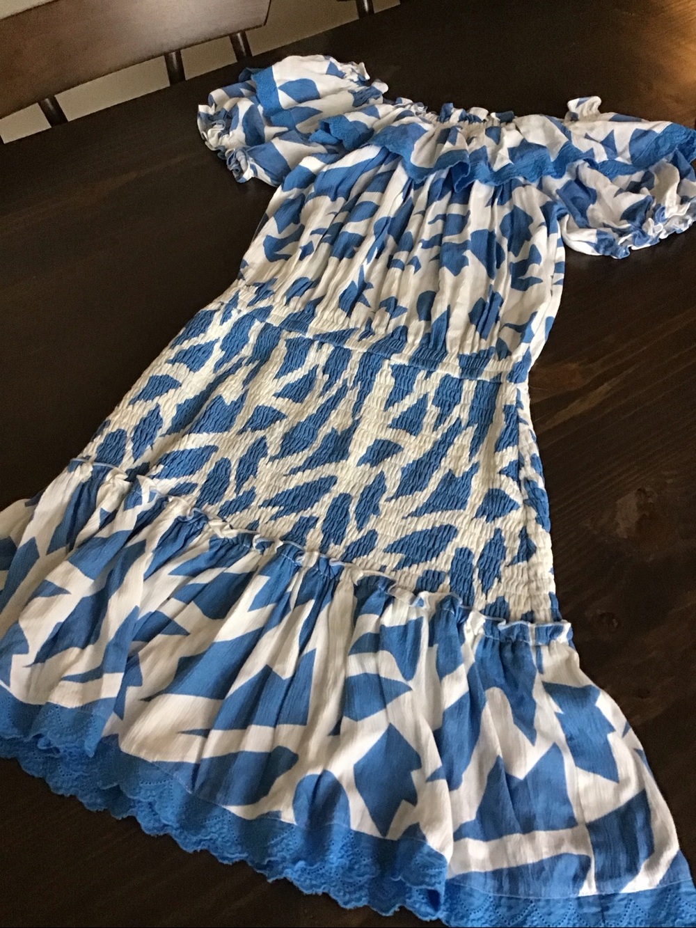 Stellah NYC Whimsical, smocked dress. Off shoulder.